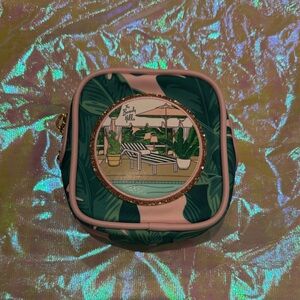 Stoney Clover Lane Beverly Hills Hotel mini Palm leaf pouch with patch EUC